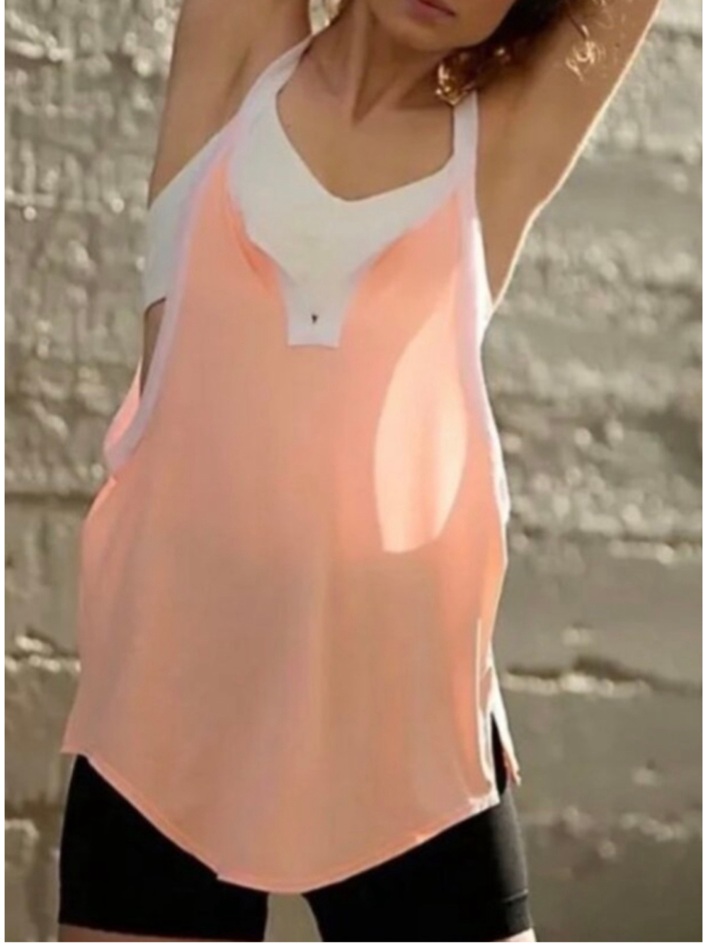 Women's Free People FP Movement Pastel Peach Built-In Bra Tank Top XS NWT